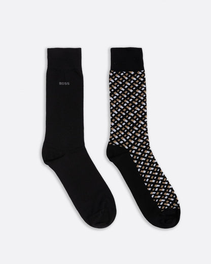BOSS Orange BOSS Orange Monogram Mens 2 Pack Regular Length Cotton Blend Socks 
