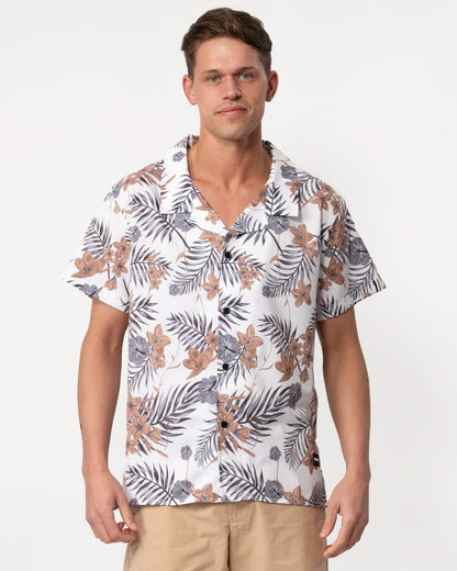 BOSS Orange Mens Short Sleeve Tropical Print Beach Shirt
