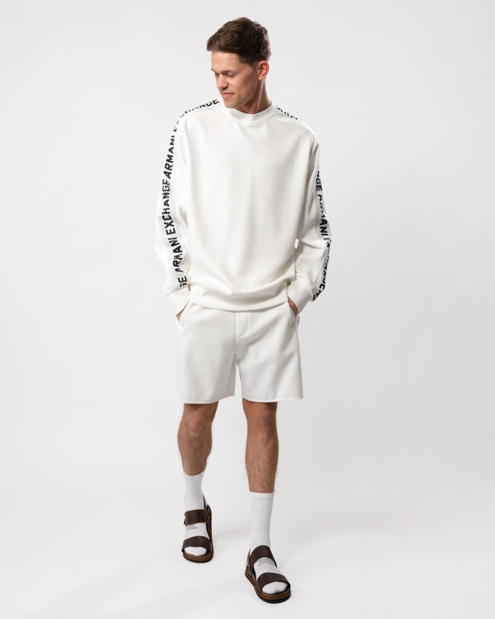 Armani Exchange Armani Exchange Mens Logo Tape Crew Neck Sweatshirt