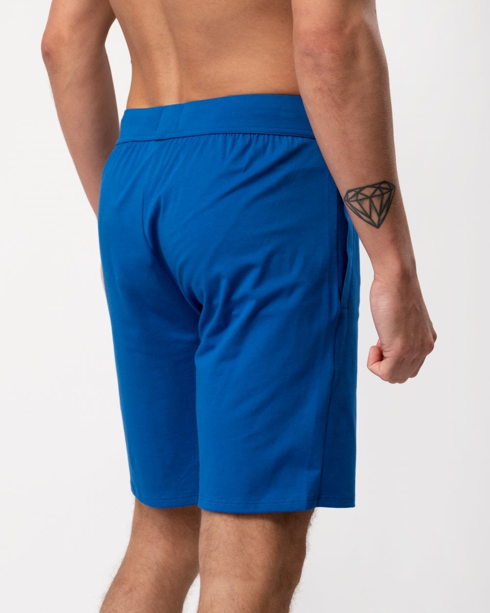 BOSS Orange Unique Mens Stretch-Cotton Pyjama Shorts with Logo Print - Medium Blue 423