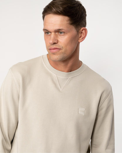 BOSS Orange Westart Mens Crew Neck Sweatshirt With Logo Patch - Light Beige 271