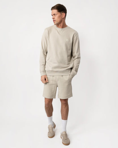 BOSS Orange Westart Mens Crew Neck Sweatshirt With Logo Patch - Light Beige 271