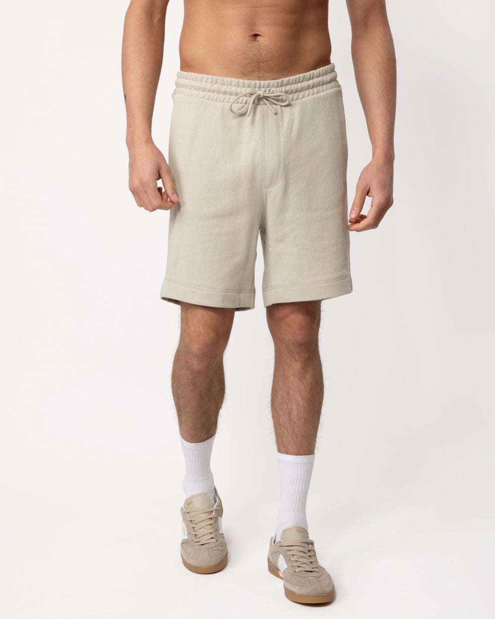 BOSS Orange Sewalk Mens Cotton-Terry Shorts With Logo Badge - Light Beige 271