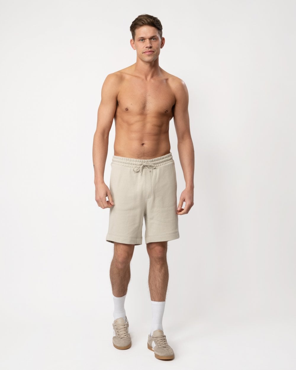 BOSS Orange Sewalk Mens Cotton-Terry Shorts With Logo Badge - Light Beige 271