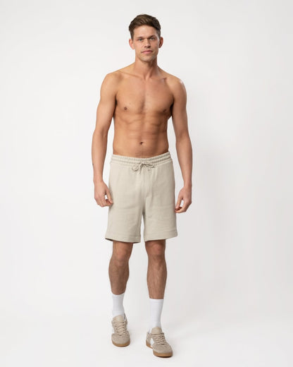 BOSS Orange Sewalk Mens Cotton-Terry Shorts With Logo Badge - Light Beige 271