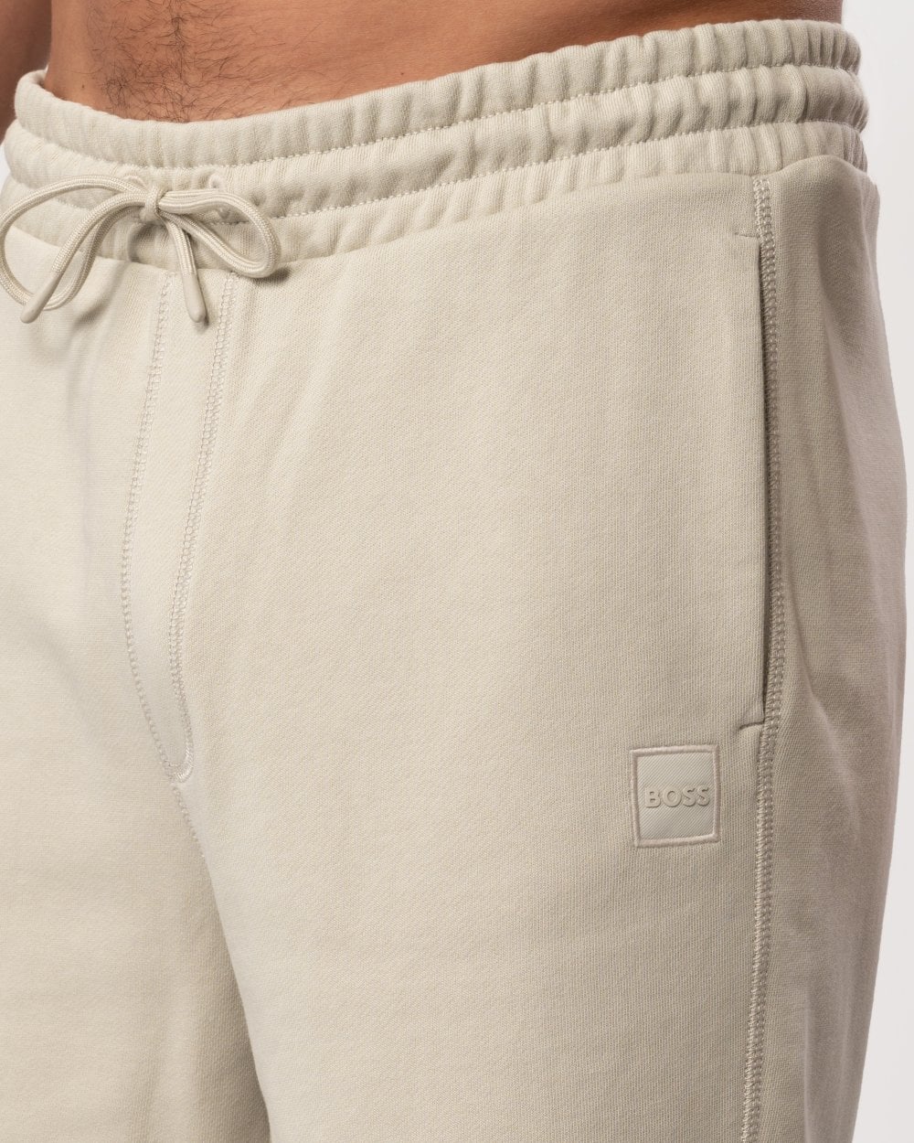 BOSS Orange Sewalk Mens Cotton-Terry Shorts With Logo Badge - Light Beige 271