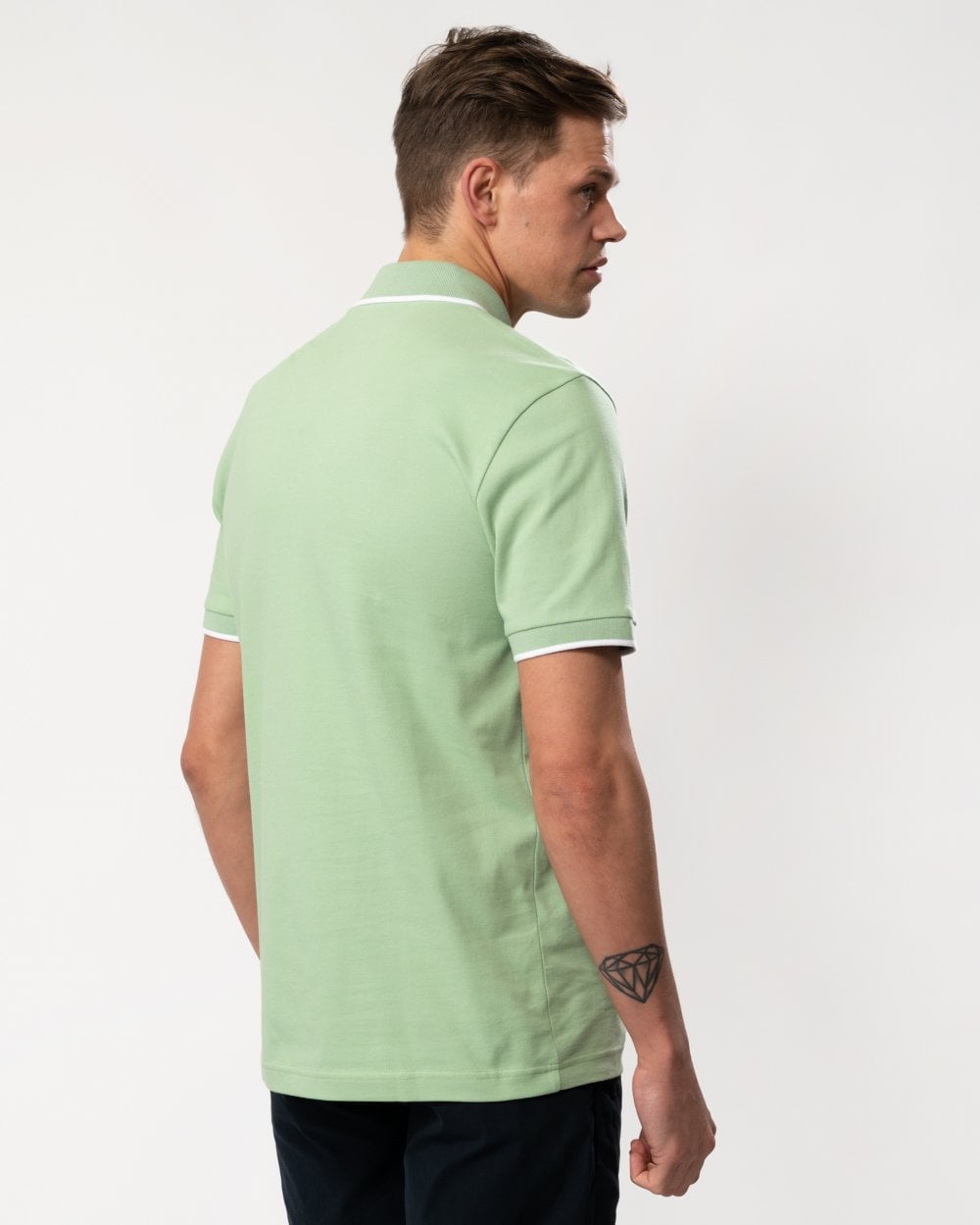 BOSS Orange Passertip Mens Short Sleeve Polo Shirt With Tipped Collar - Open Green 372