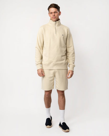 GANT Mens Regular Fit Shield Logo Half Zip Sweatshirt - 239 Silky Beige