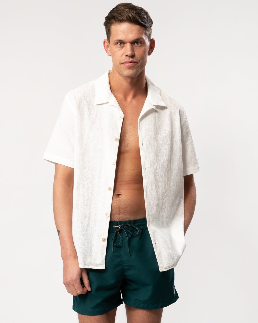 PS Paul Smith Mens Regular Fit Short Sleeve Seersucker Shirt