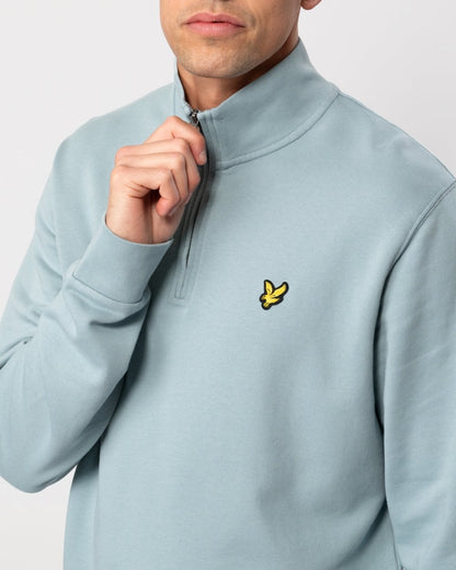 Lyle & Scott Mens Embroidered Quarter Zip Sweatshirt - A19 Slate Blue
