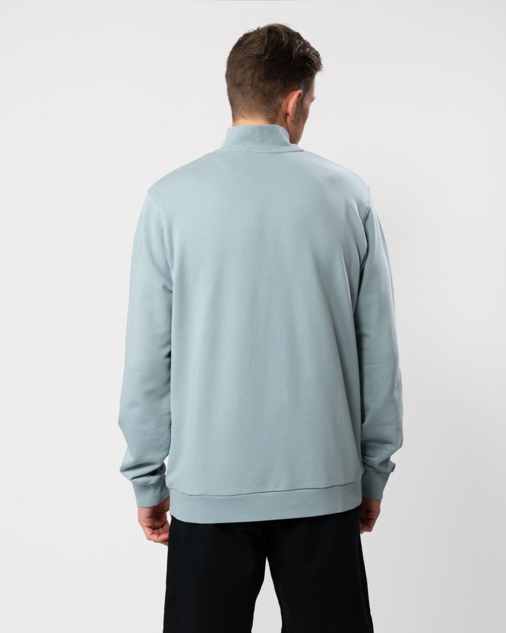 Lyle & Scott Mens Embroidered Quarter Zip Sweatshirt - A19 Slate Blue