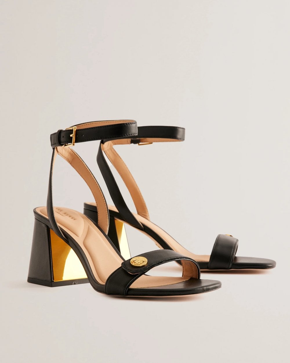 Ted Baker Milliiy Womens Block Heel Sandals with Coin Detail