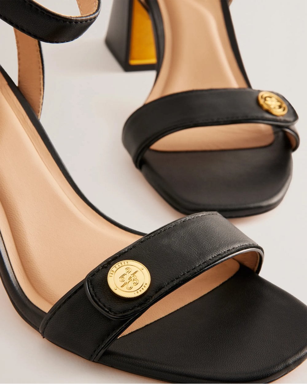 Ted Baker Milliiy Womens Block Heel Sandals with Coin Detail