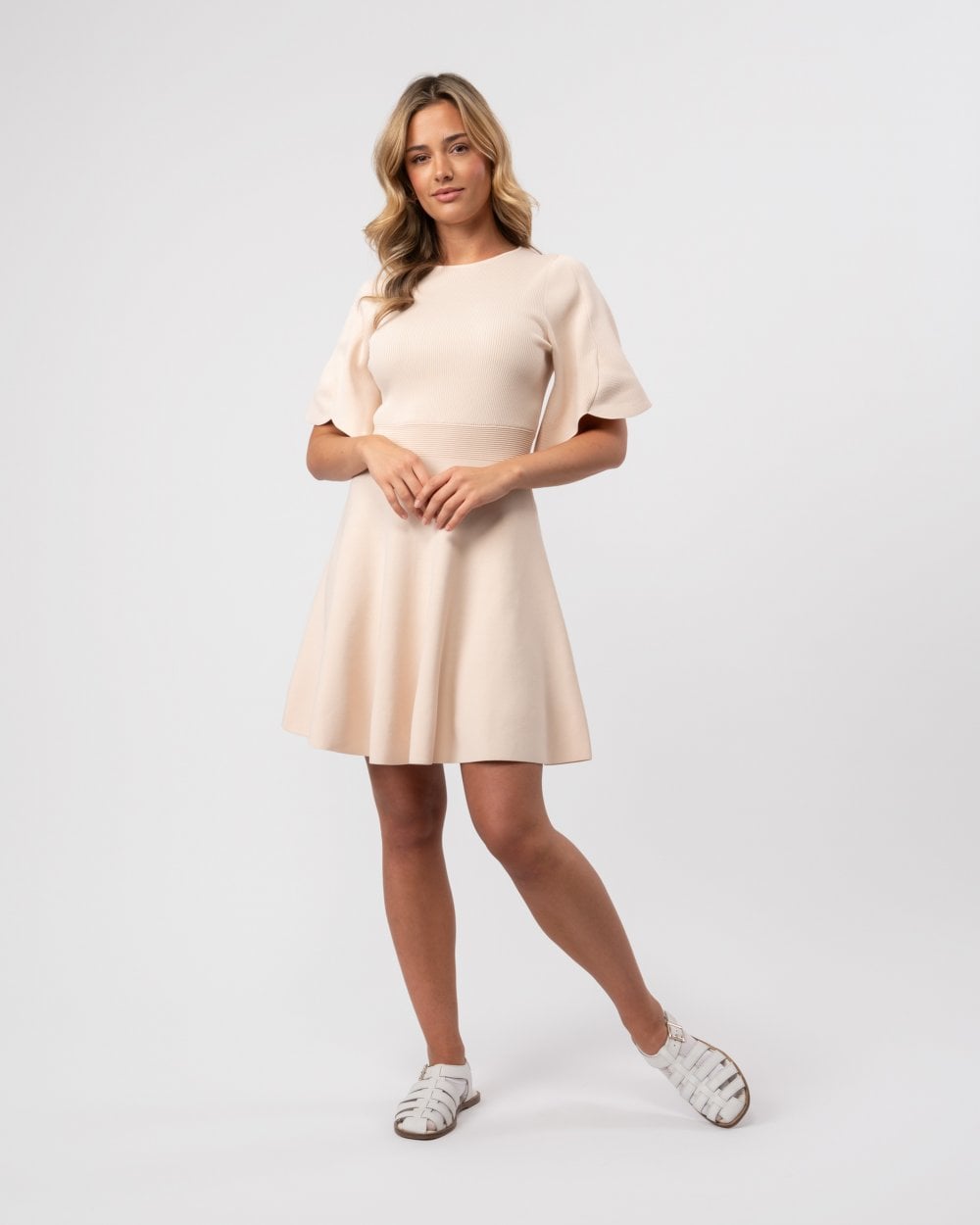Ted Baker Oliviha Womens Rib Engineered Skater Dress