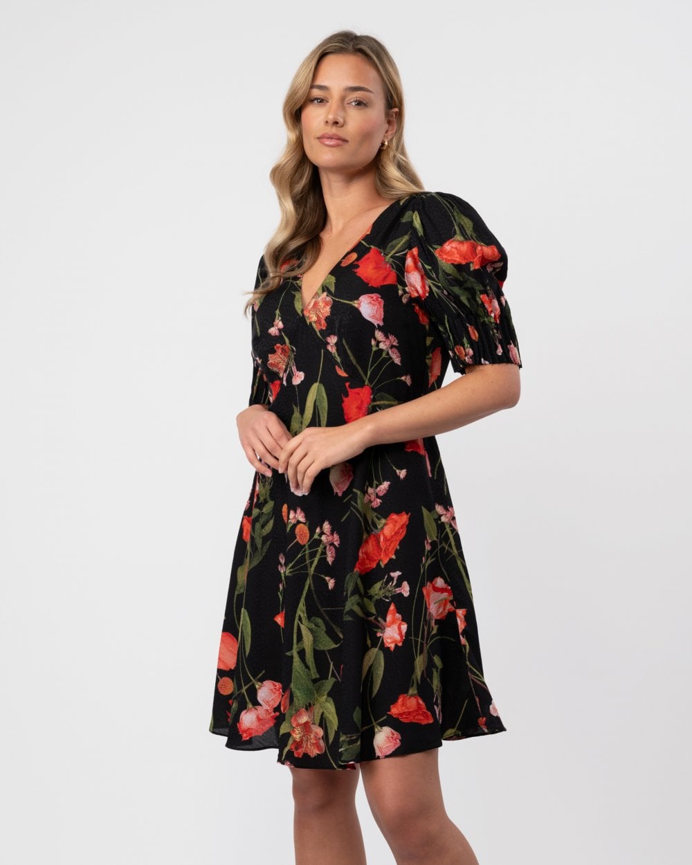 Ted Baker Sienno Womens Mini Puff Sleeve Tea Dress