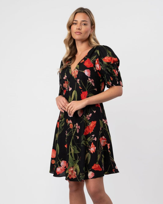 Ted Baker Sienno Womens Mini Puff Sleeve Tea Dress