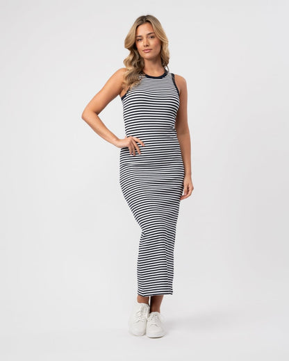 Tommy Hilfiger Stripe Rib Womens Sleeveless Midi Dress