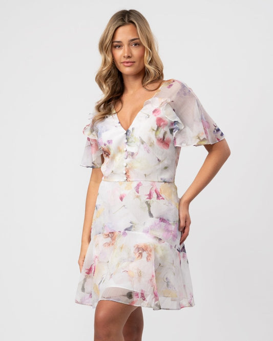 Ted Baker Sangro Womens Angel Sleeve Fit And Flare Mini Dress
