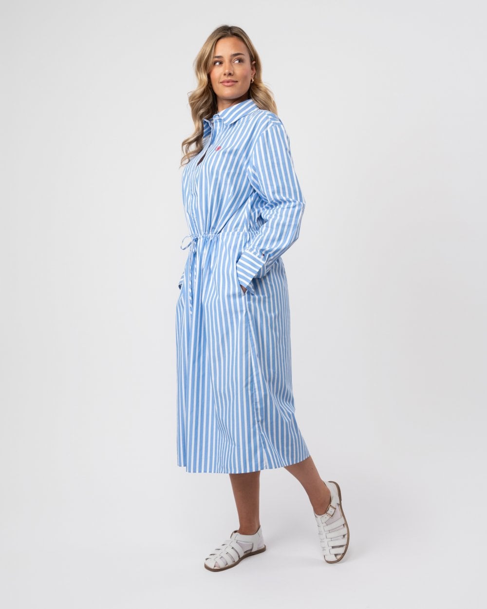 Tommy Hilfiger Blouson Long Sleeve Womens Midi Shirt Dress