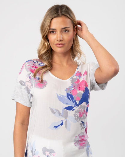 Joules Zoe Womens T-Shirt - Soft Grey Beau Bloom