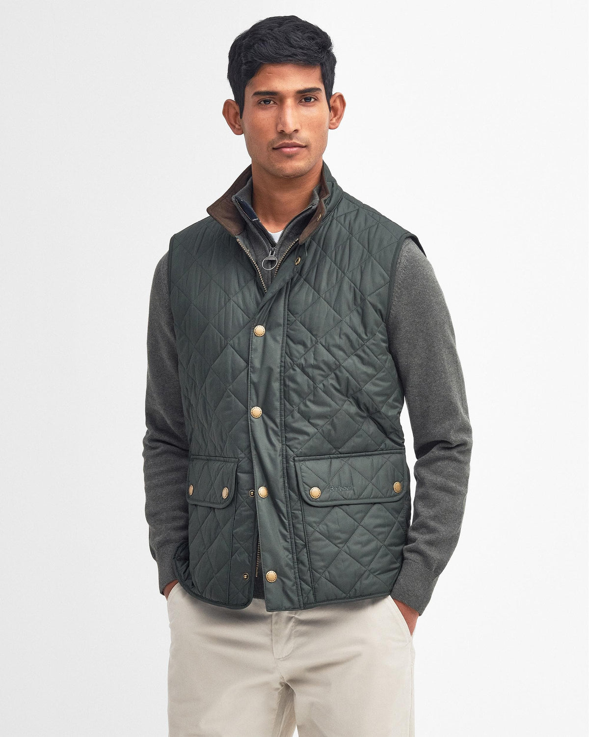 Barbour New Lowerdale Mens Gilet - Sage - CHO - Designer Mens Padded Gilets