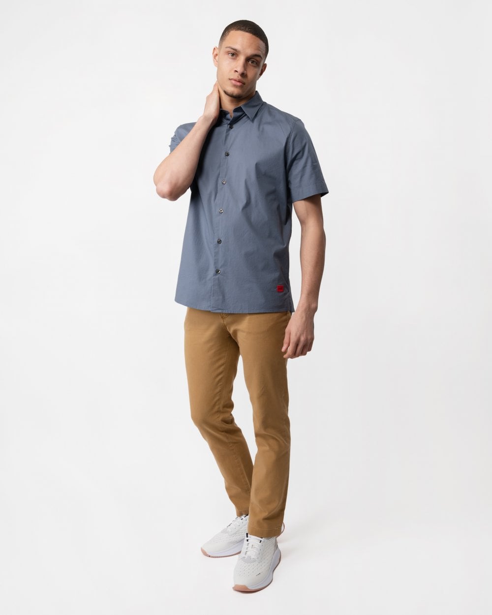 HUGO Ebor Relaxed Fit Mens Stretch Cotton Shirt - Open Blue 462