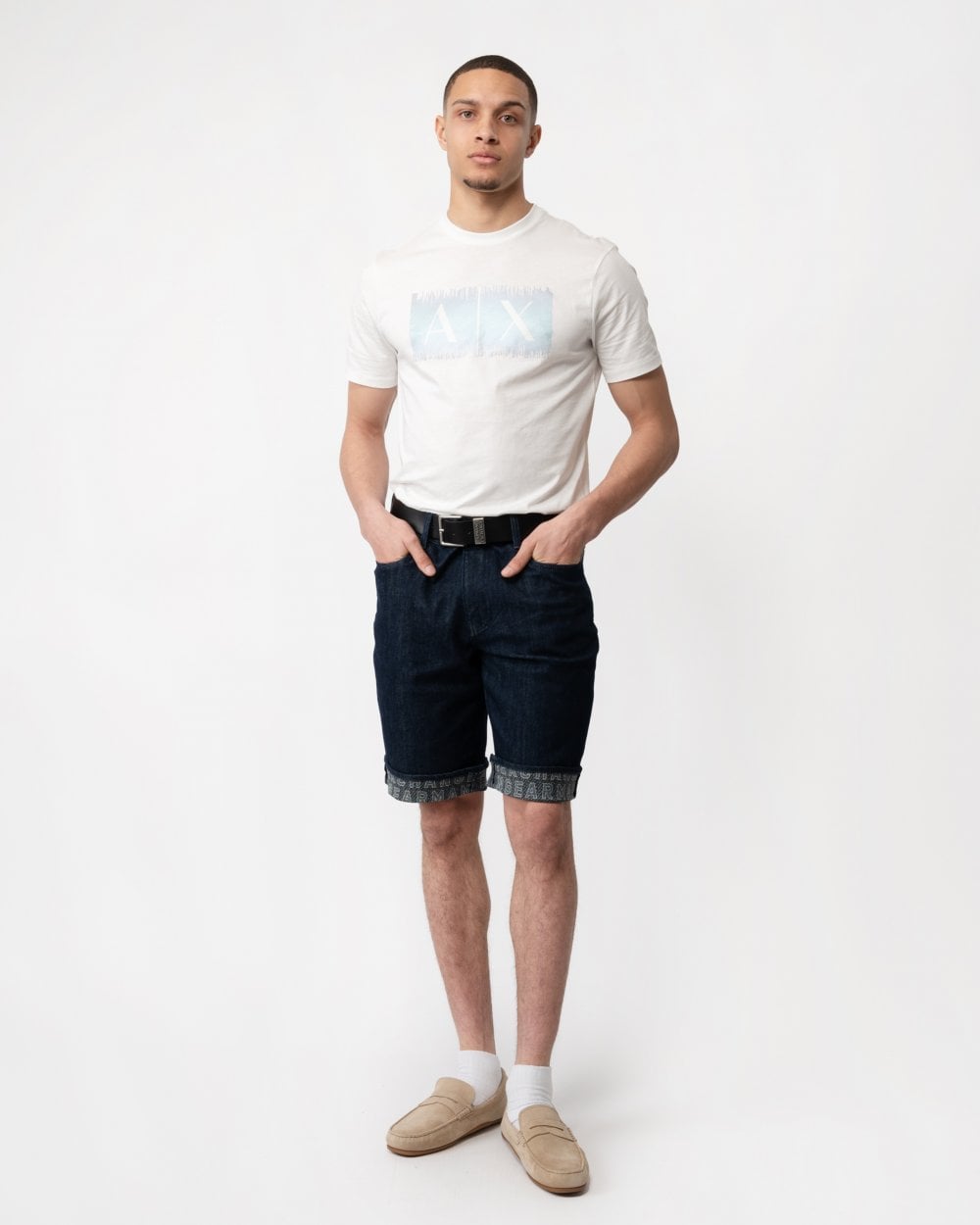 Armani Exchange Armani Exchange Mens Cuffed Denim Shorts