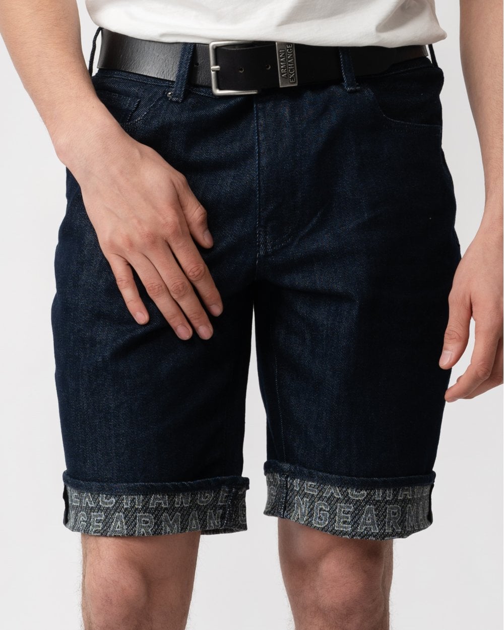 Armani Exchange Armani Exchange Mens Cuffed Denim Shorts