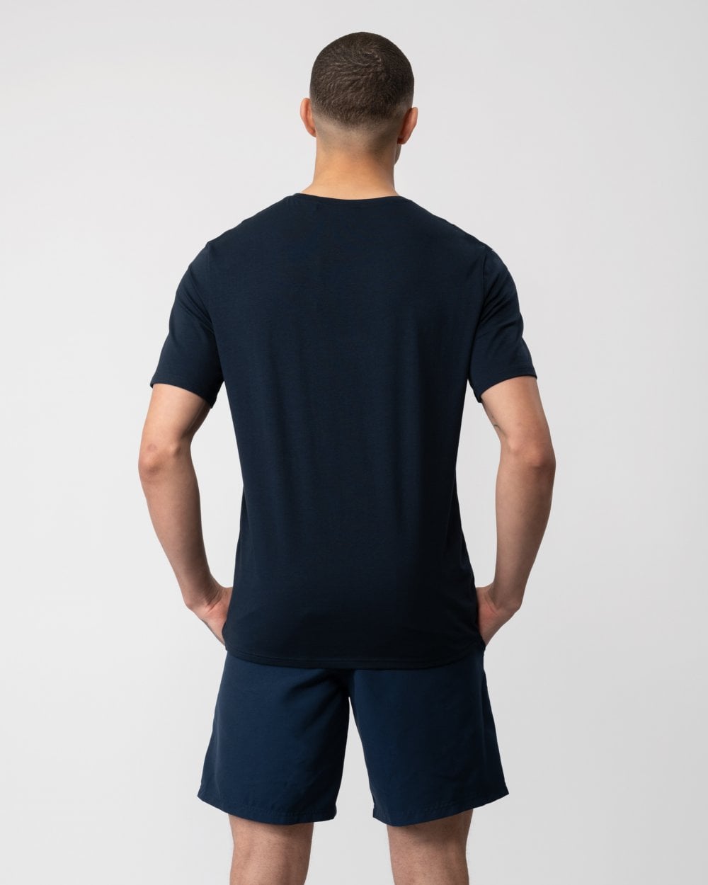 BOSS Orange Unique Mens Stretch-Cotton Pyjama T-Shirt with Logo Print - Dark Blue 402