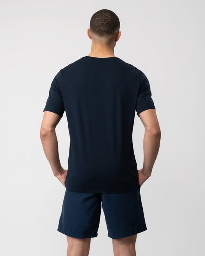 BOSS Orange Unique Mens Stretch-Cotton Pyjama T-Shirt with Logo Print - Dark Blue 402