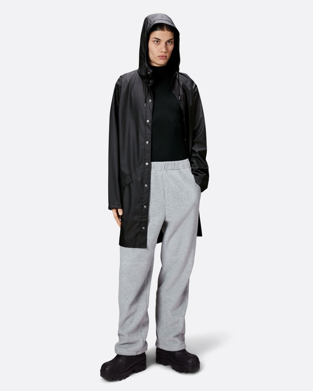 Rains Long Unisex Jacket - 01 Black
