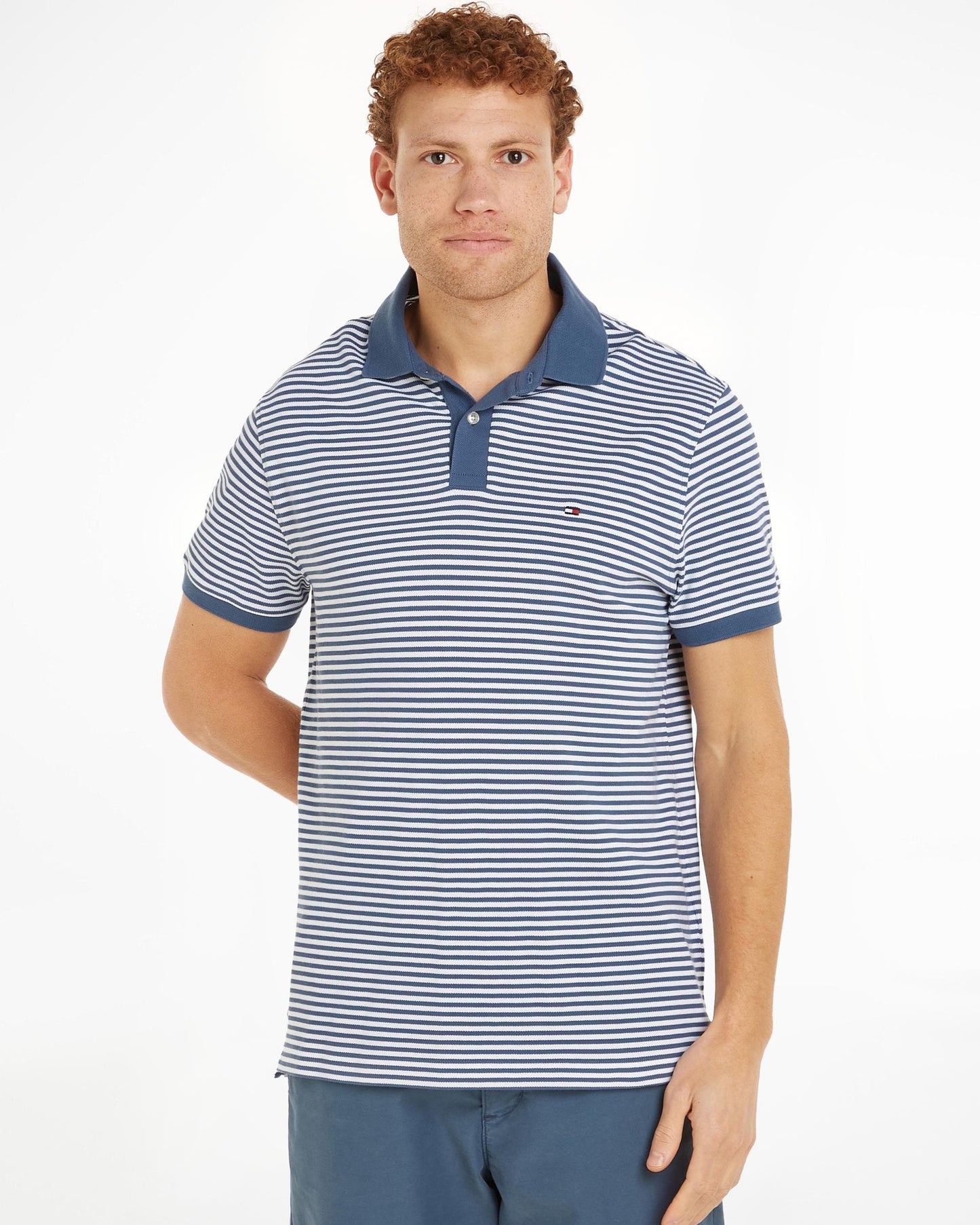 Tommy Hilfiger 1985 Regular Fit Mens Polo - Aegean Sea/White