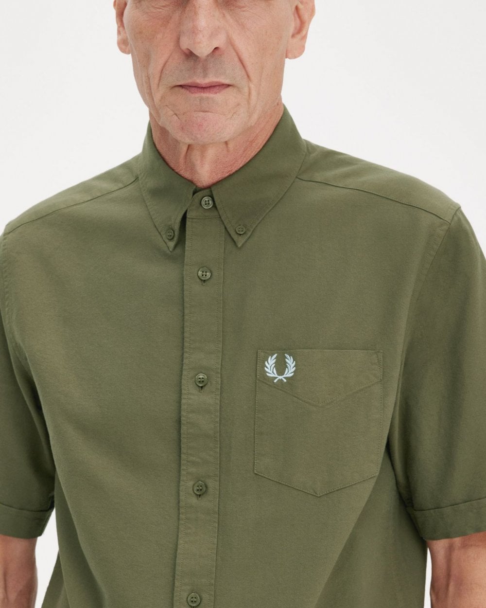 Fred Perry Mens Short Sleeve Oxford Shirt - Uniform Green Q55
