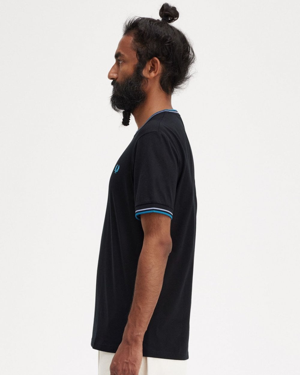 Fred Perry Mens Twin Tipped T-Shirt - Black/Light Smoke/Runaway Bay Ocean V18