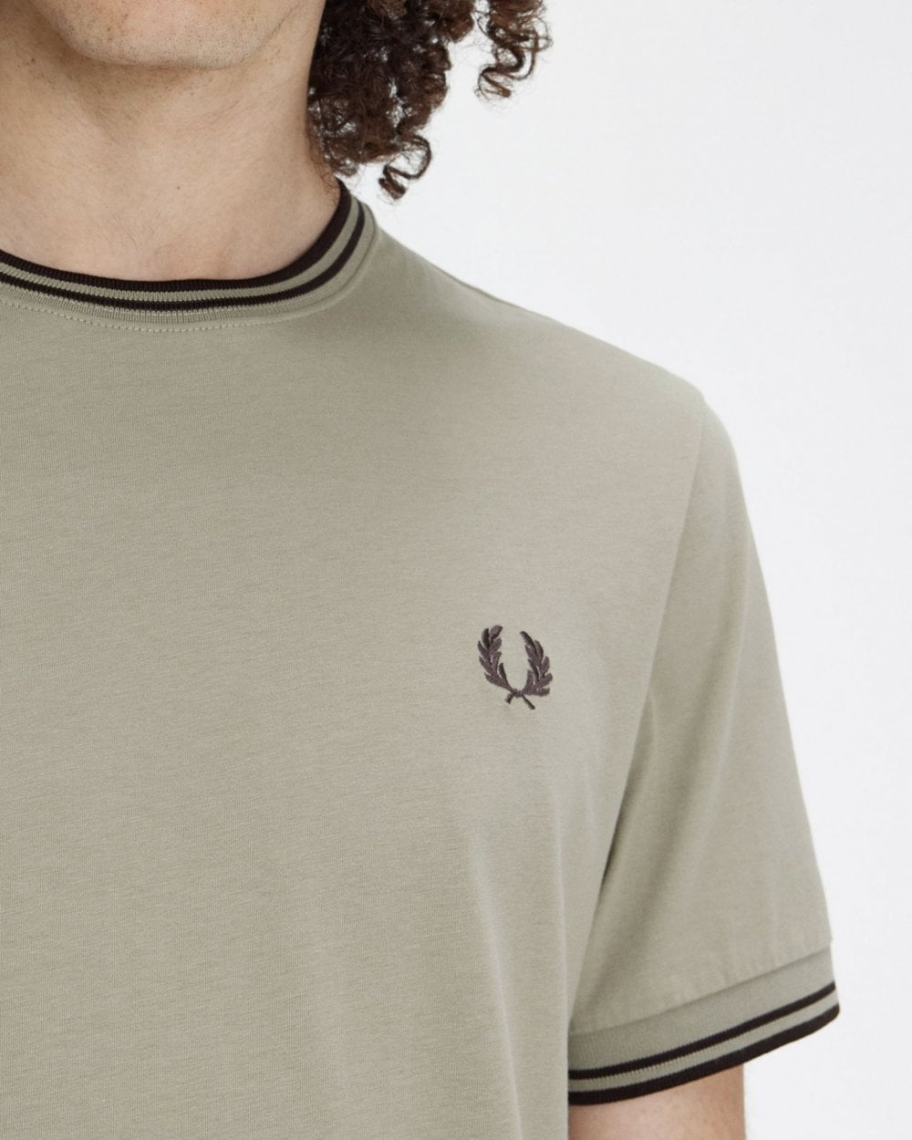 Fred Perry Mens Twin Tipped T-Shirt - Warm Grey/Carrington Brick U84