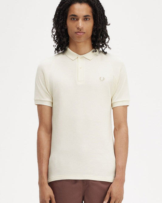 Fred Perry Fred Perry Mens Rib Panel Honeycomb Short Sleeve Polo Shirt