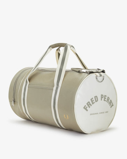 Fred Perry Recycled Polyester Classic Barrel Bag - Warm Grey/Ecru V66