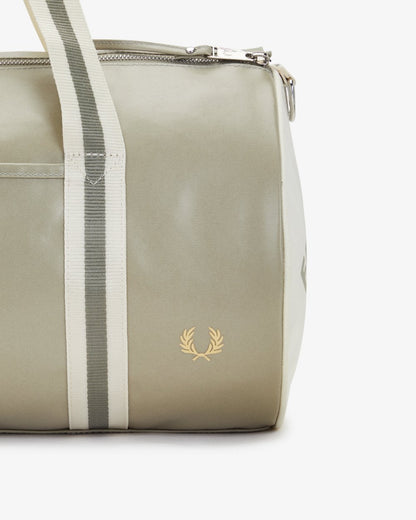 Fred Perry Recycled Polyester Classic Barrel Bag - Warm Grey/Ecru V66