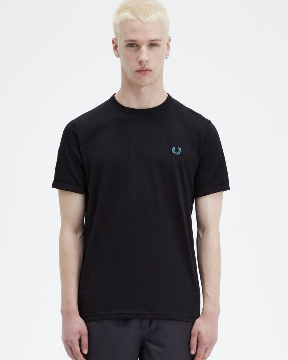 Fred Perry Mens Ringer T-Shirt - Black/Runaway Bay Ocean W28
