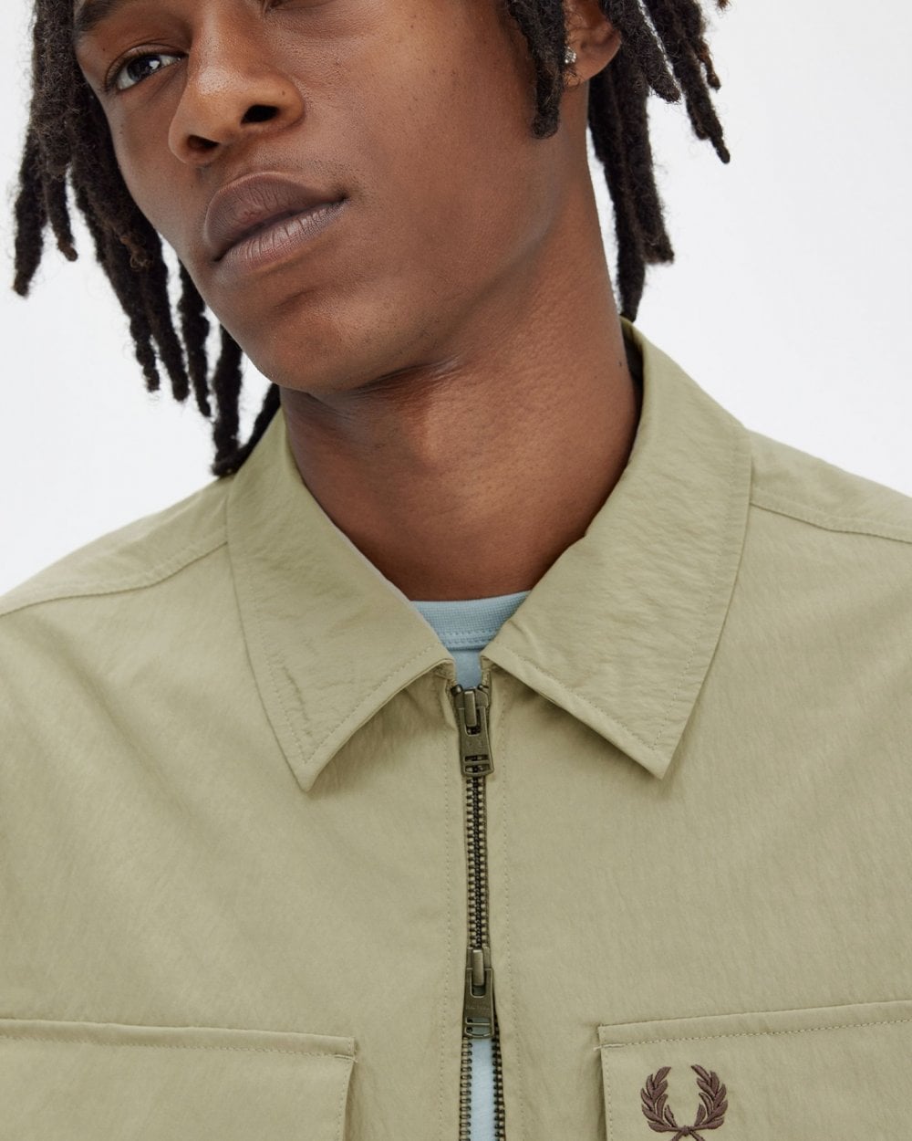 Fred Perry Mens Zip Overshirt - Warm Grey U54