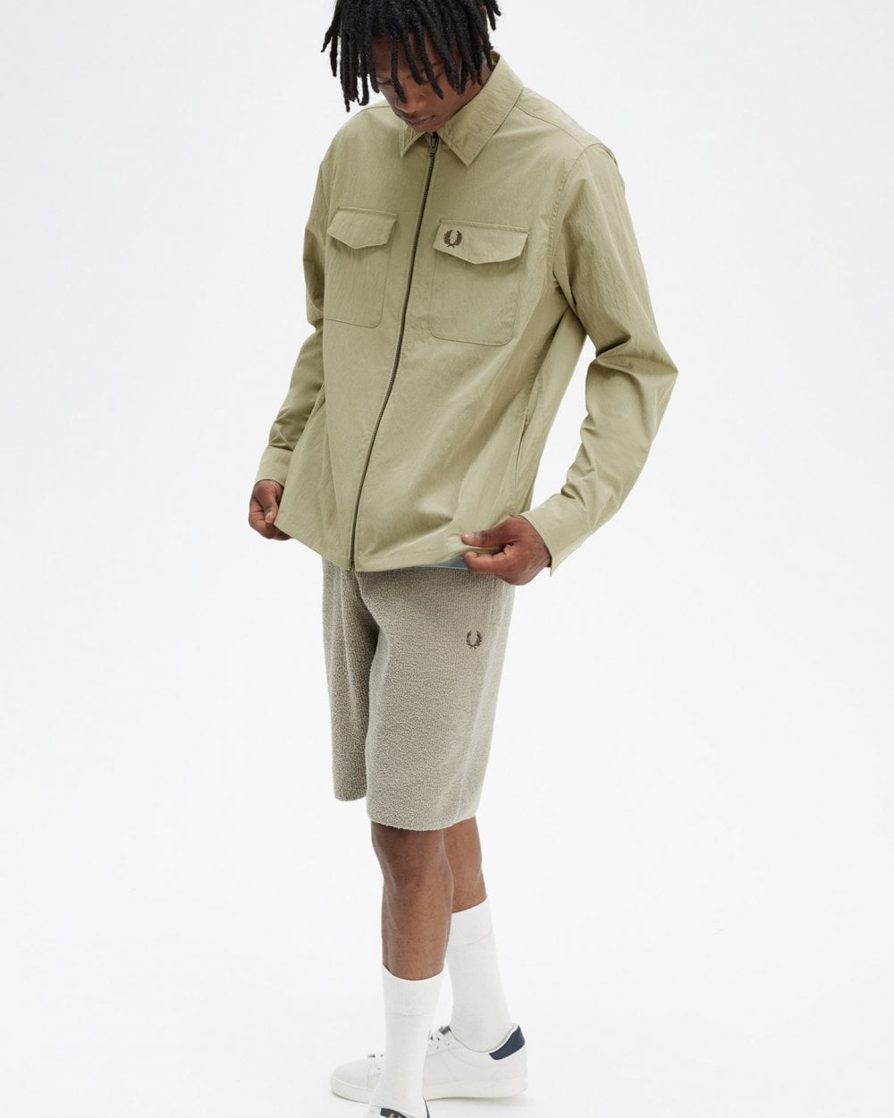 Fred Perry Mens Zip Overshirt - Warm Grey U54