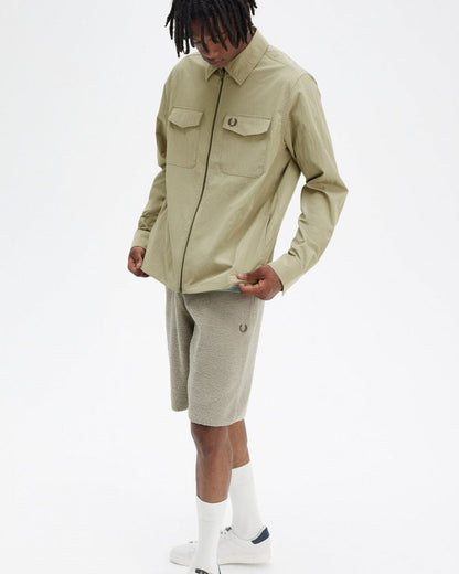 Fred Perry Mens Zip Overshirt - Warm Grey U54