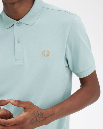 Fred Perry Mens Plain Signature Polo Shirt - Silver Blue/Dark Caramel V22
