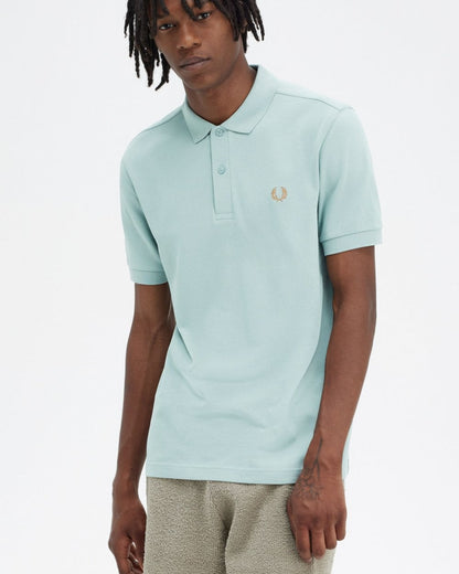 Fred Perry Mens Plain Signature Polo Shirt - Silver Blue/Dark Caramel V22