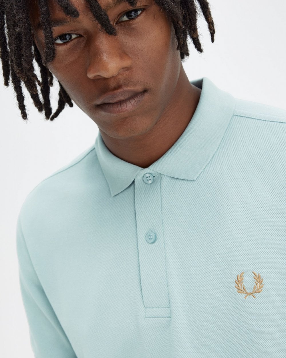 Fred Perry Mens Plain Signature Polo Shirt - Silver Blue/Dark Caramel V22