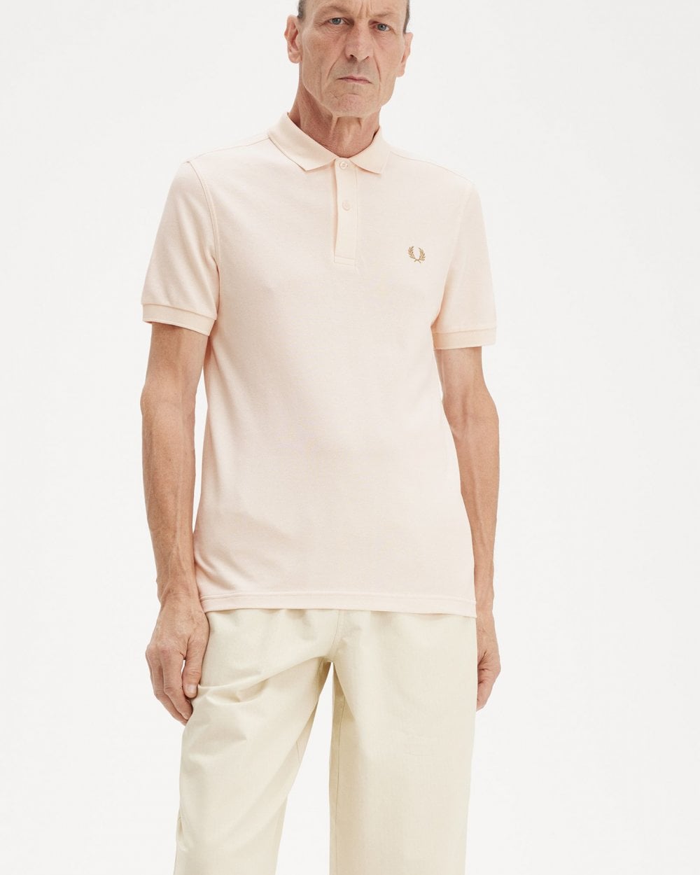 Fred Perry Mens Plain Signature Polo Shirt - Silky Peach/Dark Caramel V44