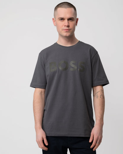BOSS Green Tee 8 Large Metallic Logo Mens T-Shirt