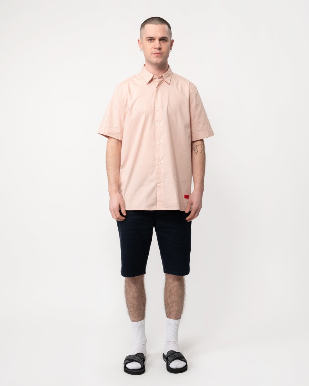 HUGO Ebor Relaxed Fit Mens Stretch Cotton Shirt - Light/Pastel Pink 681