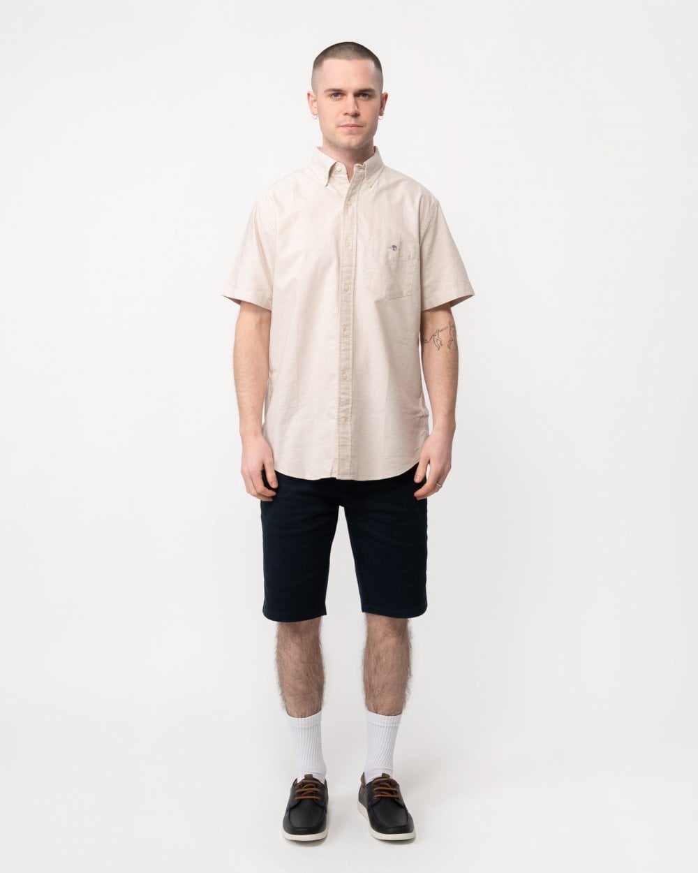 GANT Mens Regular Fit Short Sleeve Oxford Shirt - 277 Dry Sand