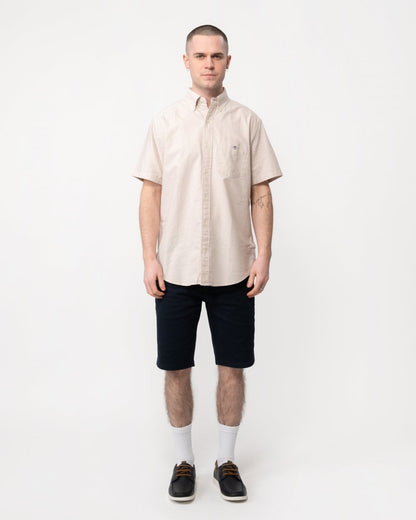 GANT Mens Regular Fit Short Sleeve Oxford Shirt - 277 Dry Sand